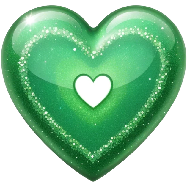 Glitter glass green heart  emoji