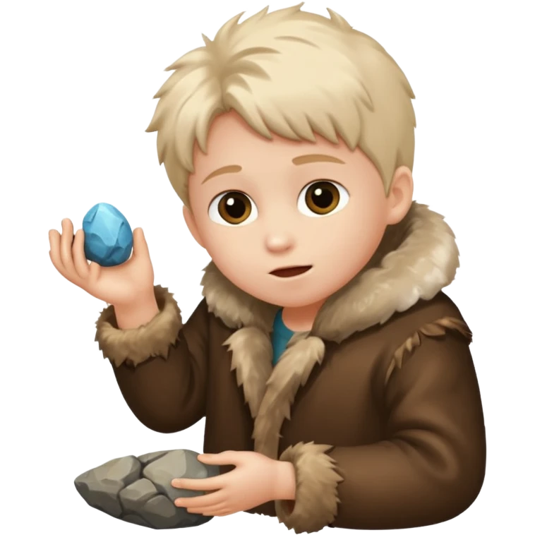 a kid wearing fur clothing, playing stone



















 emoji