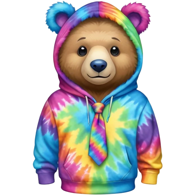 standing tiedye bear wearing a tiedye hoodie emoji