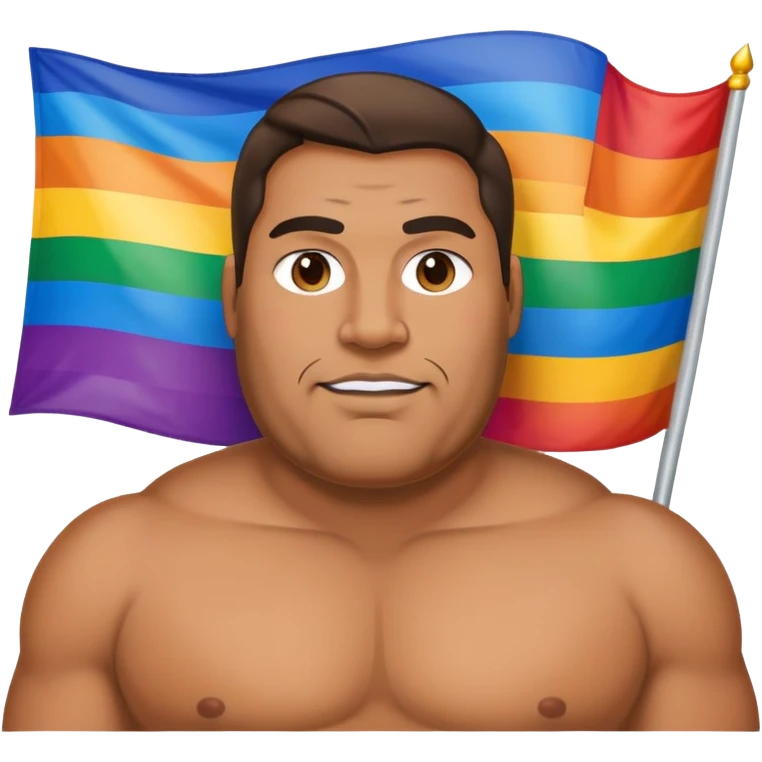 Big man wearing a pride flag emoji
