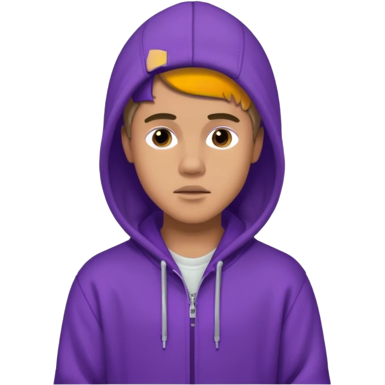justin bieber, wear purple hoodie emoji