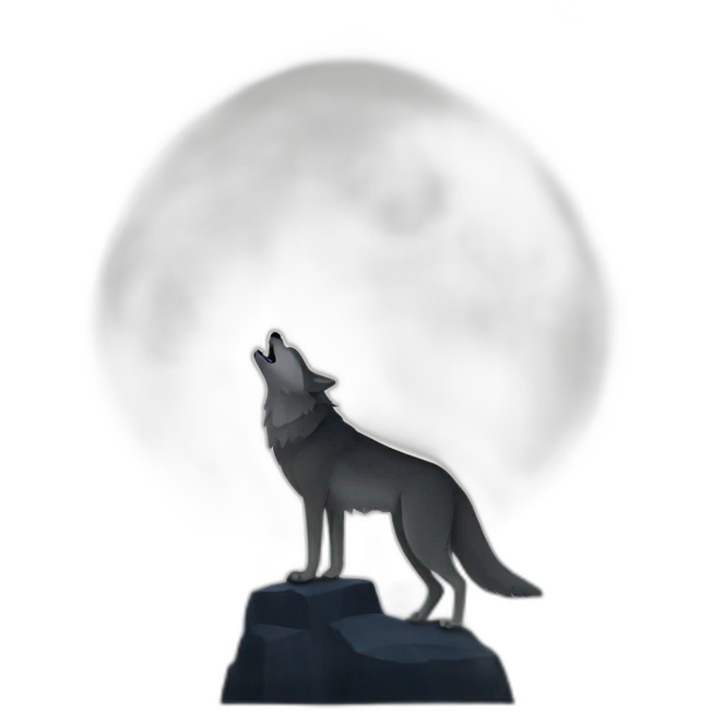 wolf howling at the moon emoji