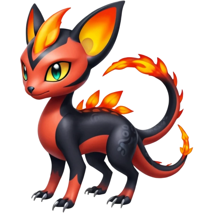 Colorful Translucent Tricky Hot Handsome Meloetta-Salandit-Litten-Pokémon-Fakémon-fusion-hybrid-creature emoji