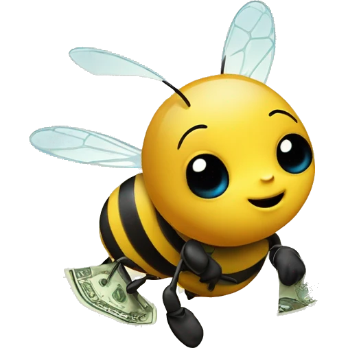 baby bees following big bee with money emoji