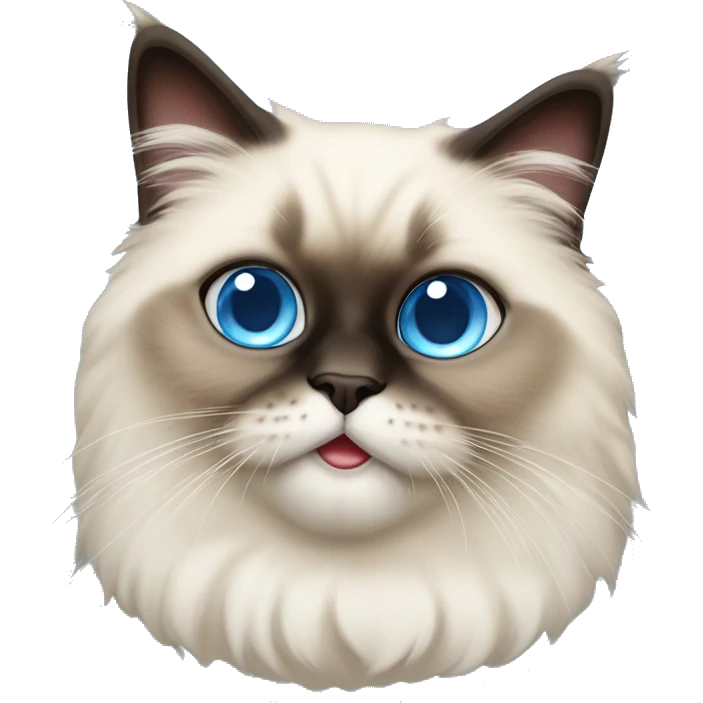 a cute himalayan cat with blue eyes with his tongue out emoji