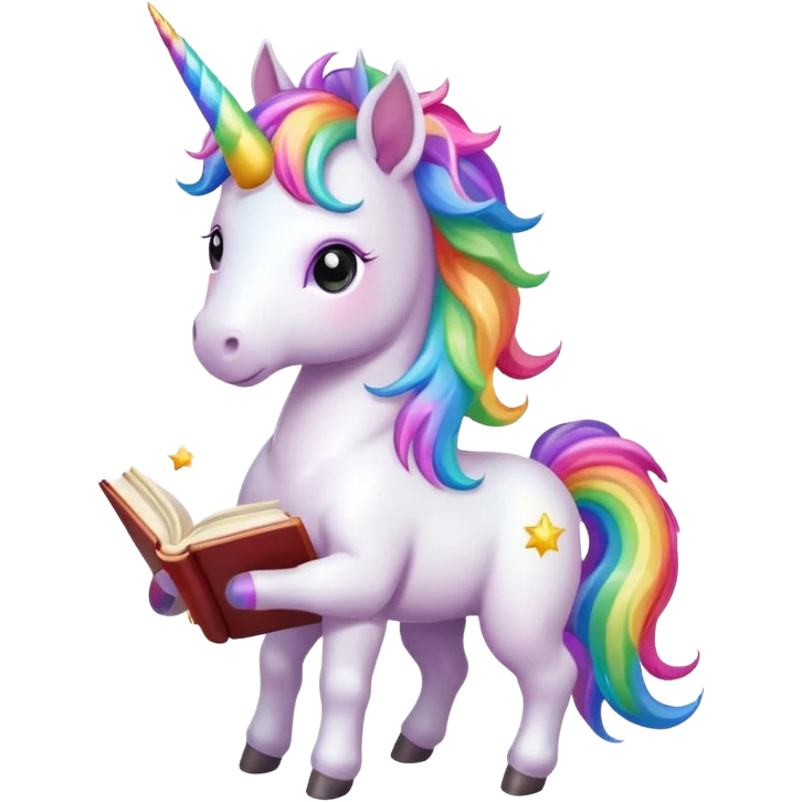 Unicorns read book
A full body of little majestic unicorn with rainbow mane holding an open book with magic sparks.












 emoji