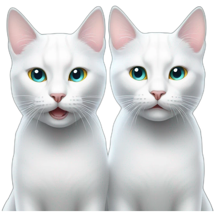 two white cats with laser beams shooting from their eyes emoji