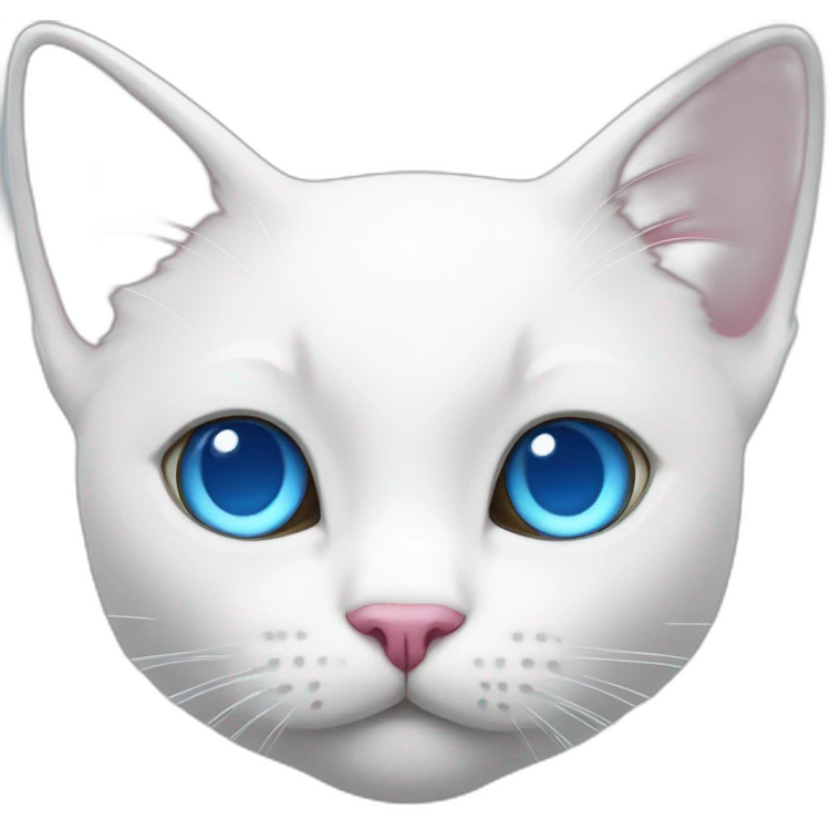 White cat with pink ears and blue eyes emoji
