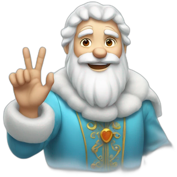 Father Frost shows hand sign of the horns emoji