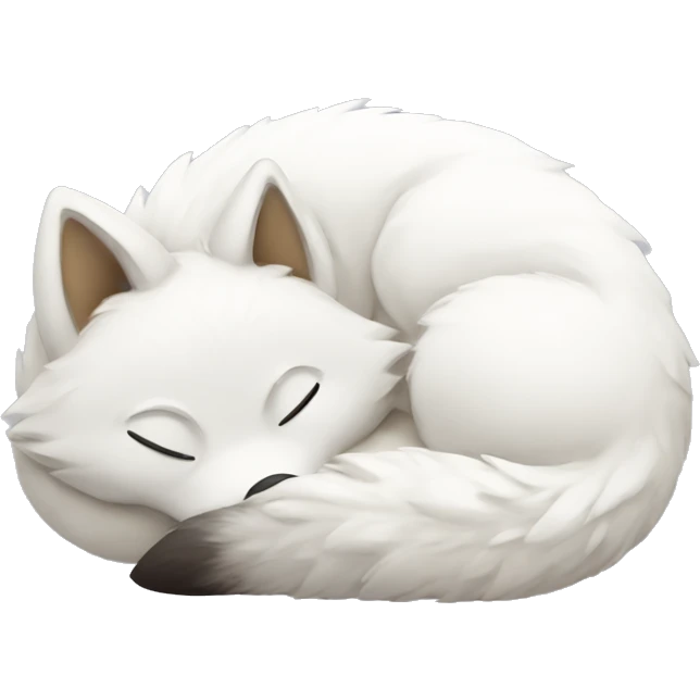 snow fox curled up sleeping emoji