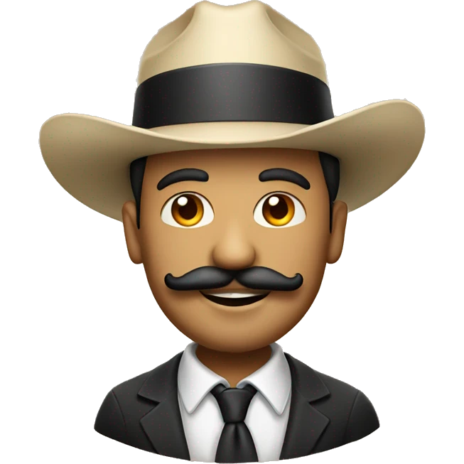 Awesome face with mustache and hat barbeque emoji