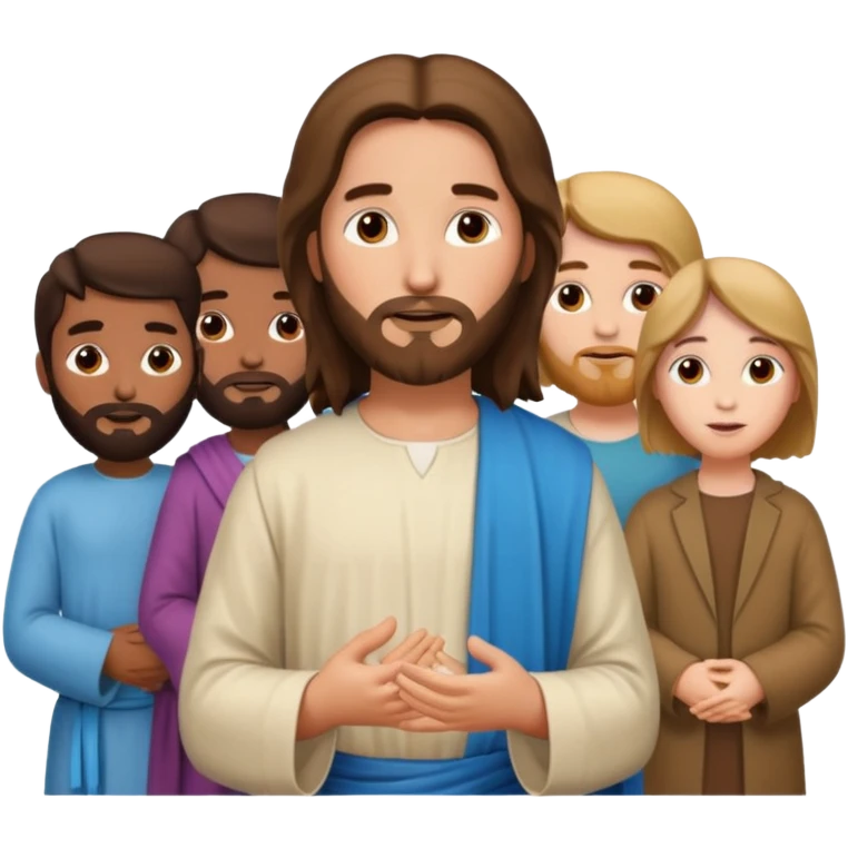 Jesus with a group of modern people as followers emoji