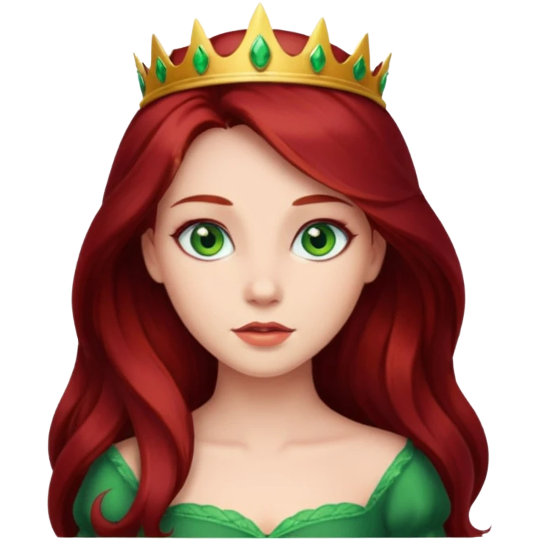 Princess with long dark red hair green eyes emoji