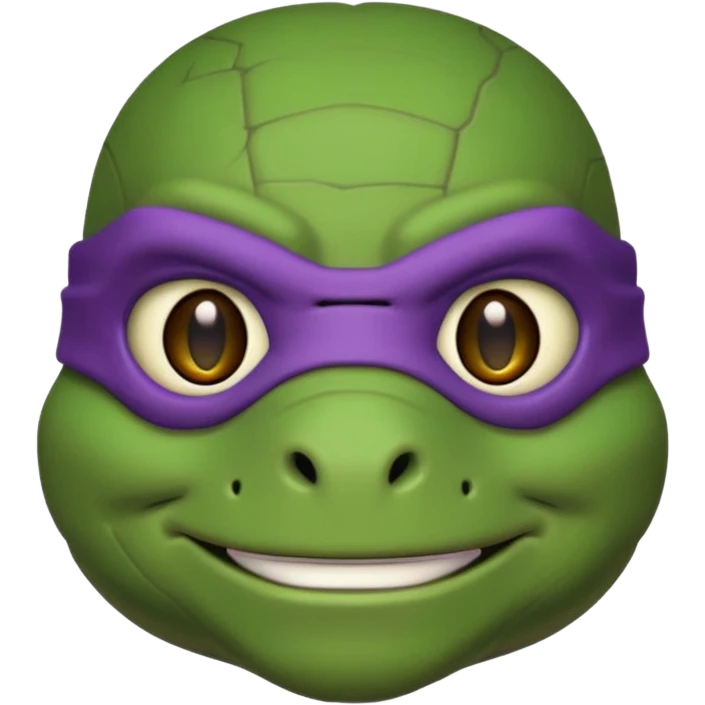 Donatello from Teenage Mutant Ninja Turtles, emoji style, head only, cute minimalistic style, with a tech accessory emoji