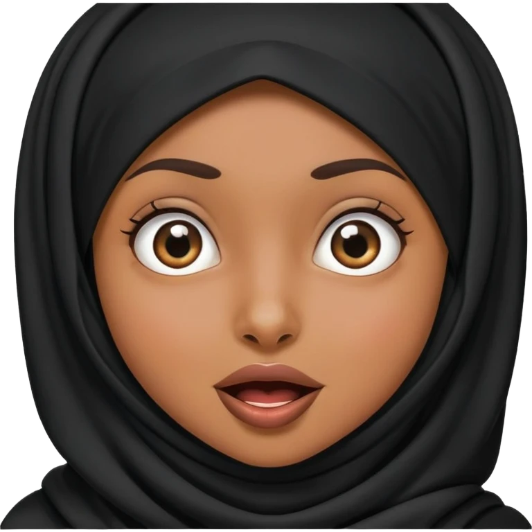 brown hijabi girl with black hijab making a  funny face emoji