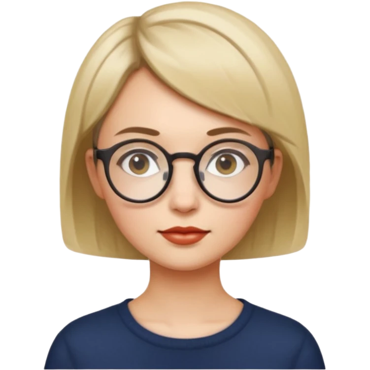 female short hair and round glasses emoji