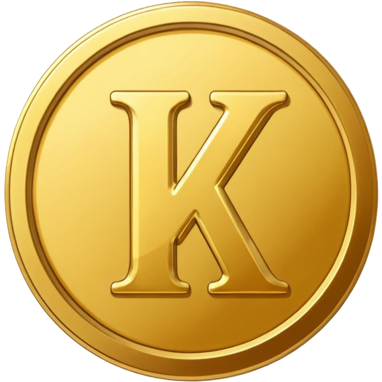 apple style emoji of a shiny coin with the letter K on it emoji