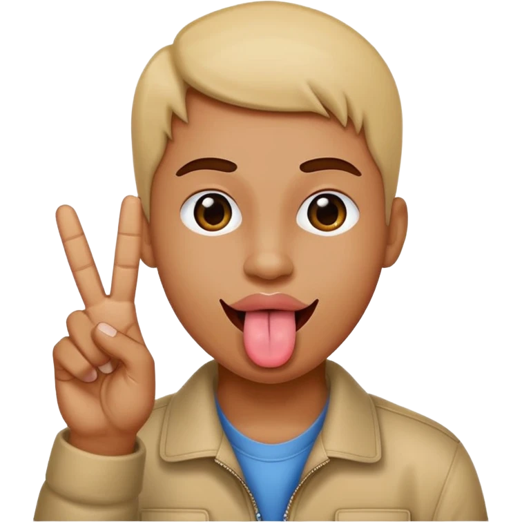 tongue out doing a peace sign emoji