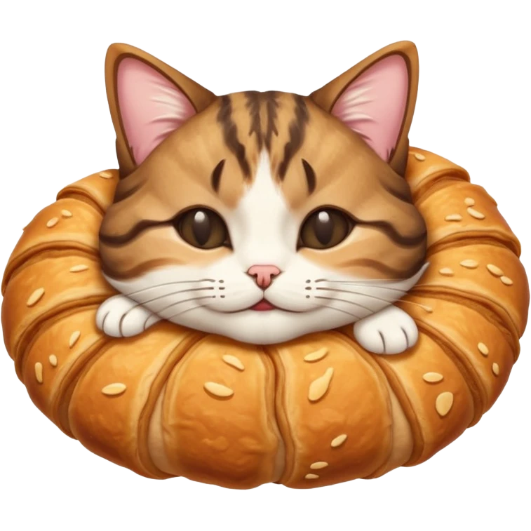 dark brown tabby and white cat in croissant position upside down with eyes closed emoji