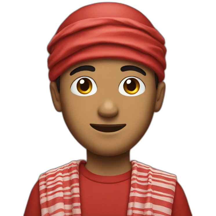 A young man wearing a keffiyeh and a red shirt emoji
