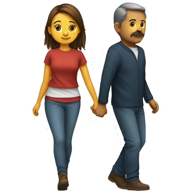 a girl wearing the kjimar from behind walking with a man  emoji