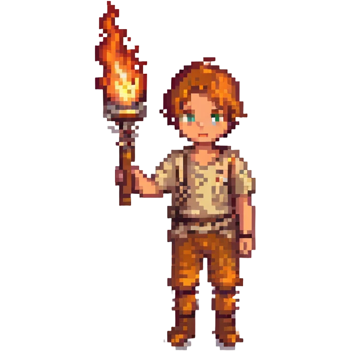 a boy holding fire emoji