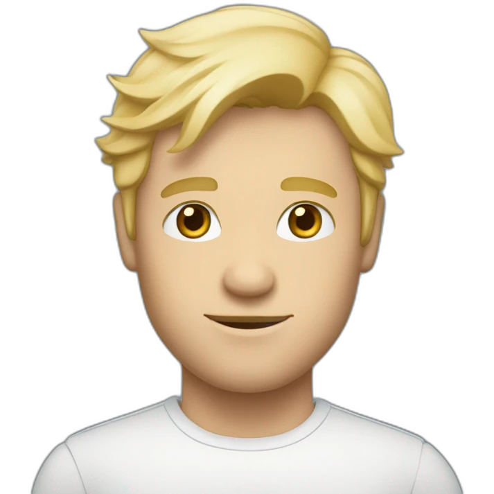 Homme cheveux blond avec un coupé anglaise , il a les yeux bleu emoji