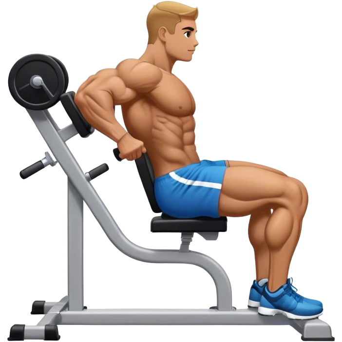 side-view bodybuilder seated weighted calf-raise machine lower leg exercise emoji
