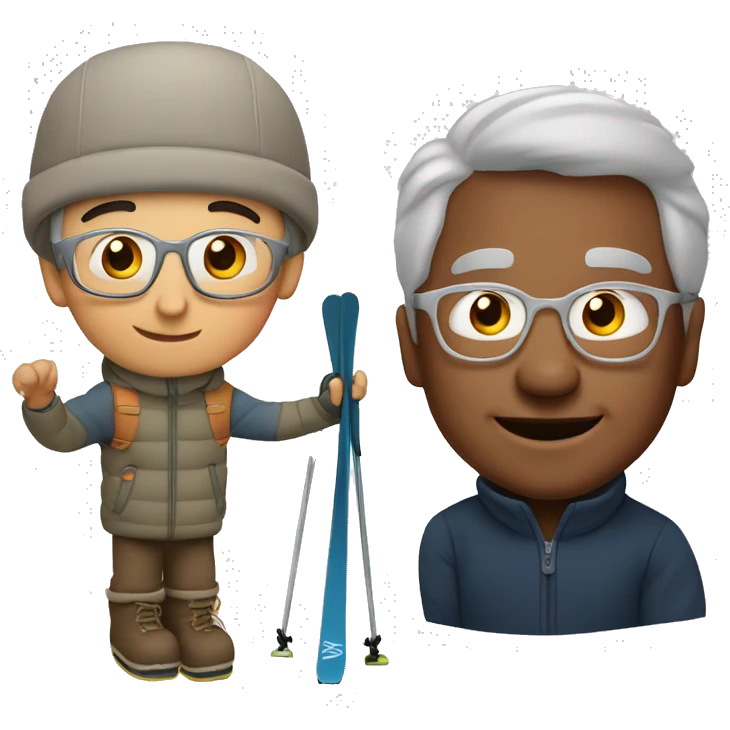 grandfather and grandson ski emoji