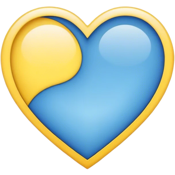 A heart colored half blue half yellow emoji