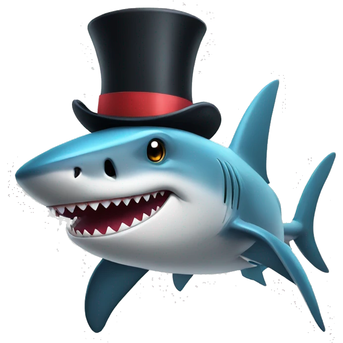 Shark with a top hat emoji