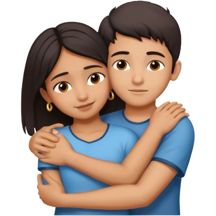 indian boy hugging indian girl from behind... boys hand down near navel of girl... boys head on the shoulder of girl... hugging tight emoji