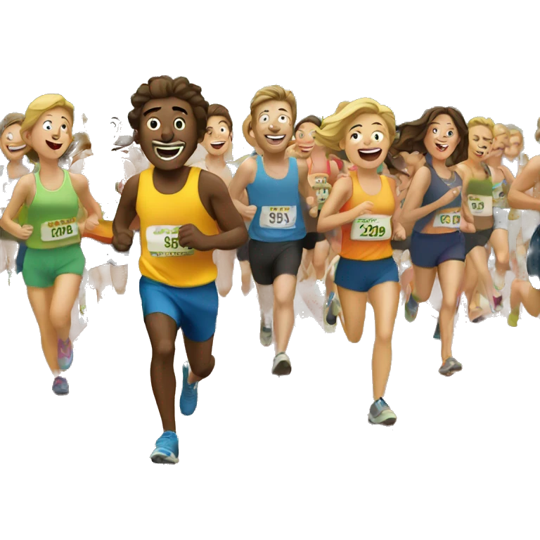 Happy group running Marathon emoji