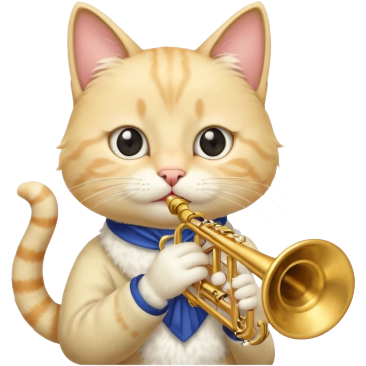 blonde cat play trumpeter, portrait emoji