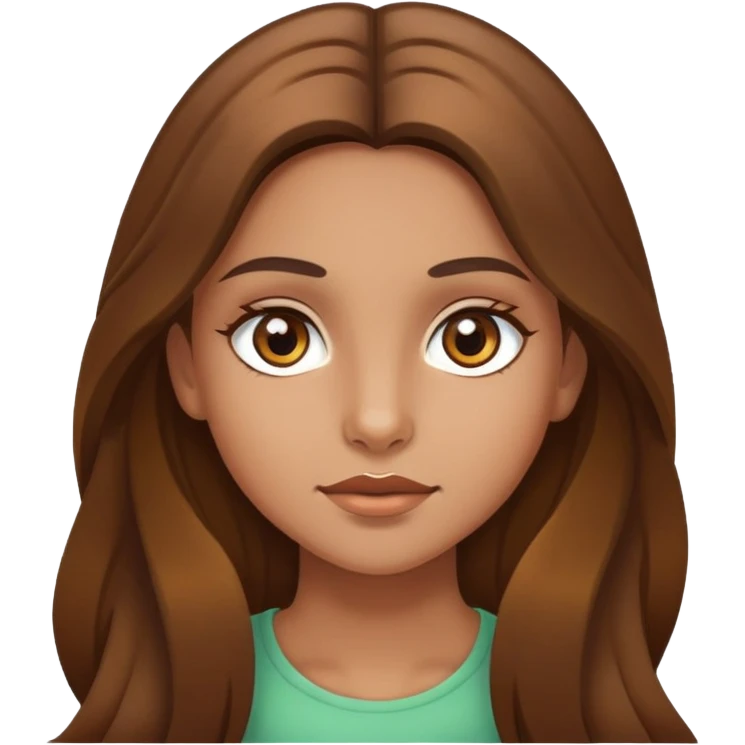 fair medium tan skin girl with hazel eyes and brown long hair emoji