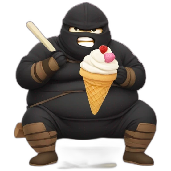 fat ninja eat icecream emoji