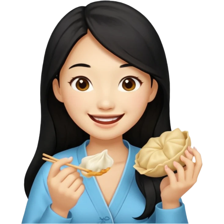 dumpling ginger woman long hair emoji