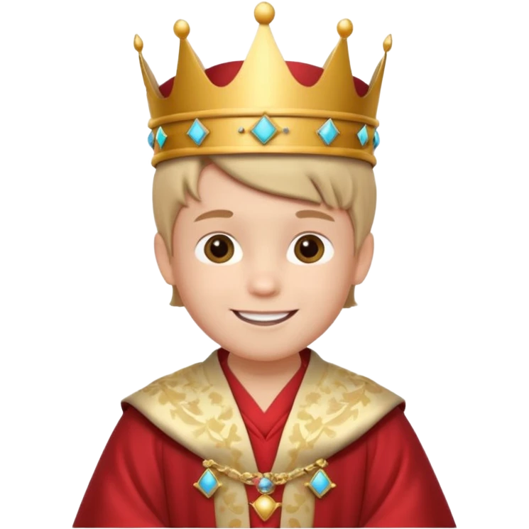 Royal Kid boy with fancy crown head 3d face emoji