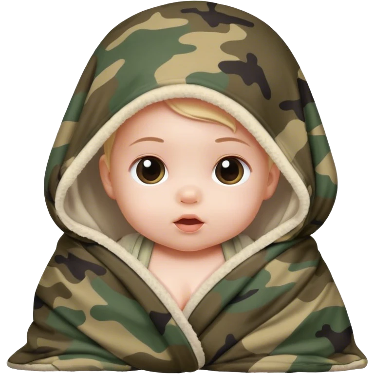 Little baby girl wrapped in a camo blanket  emoji