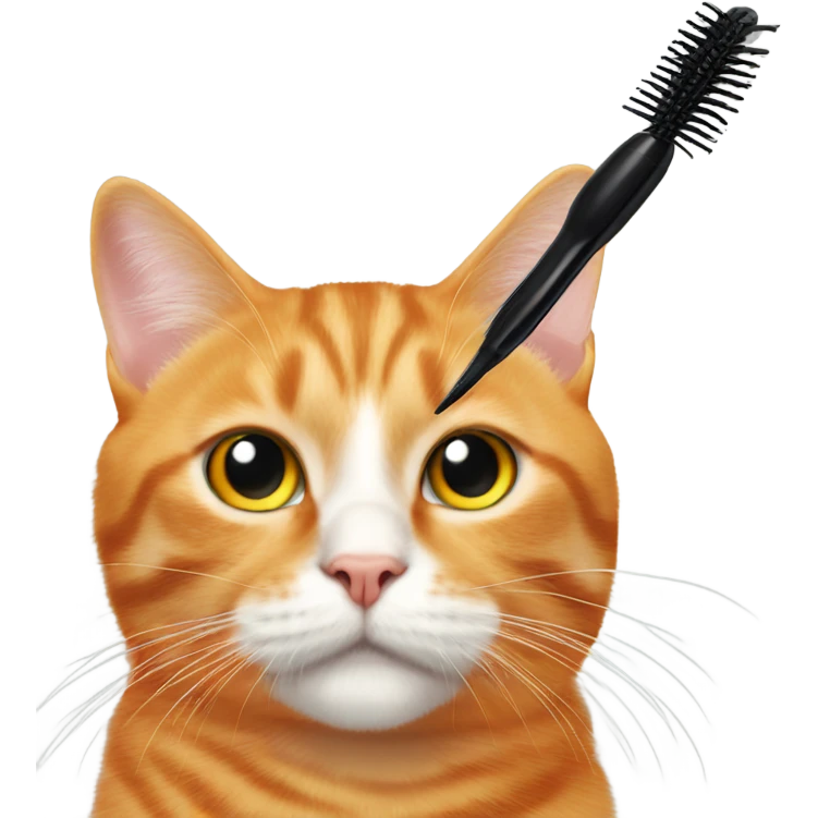 Orange cat sniffing mascara emoji