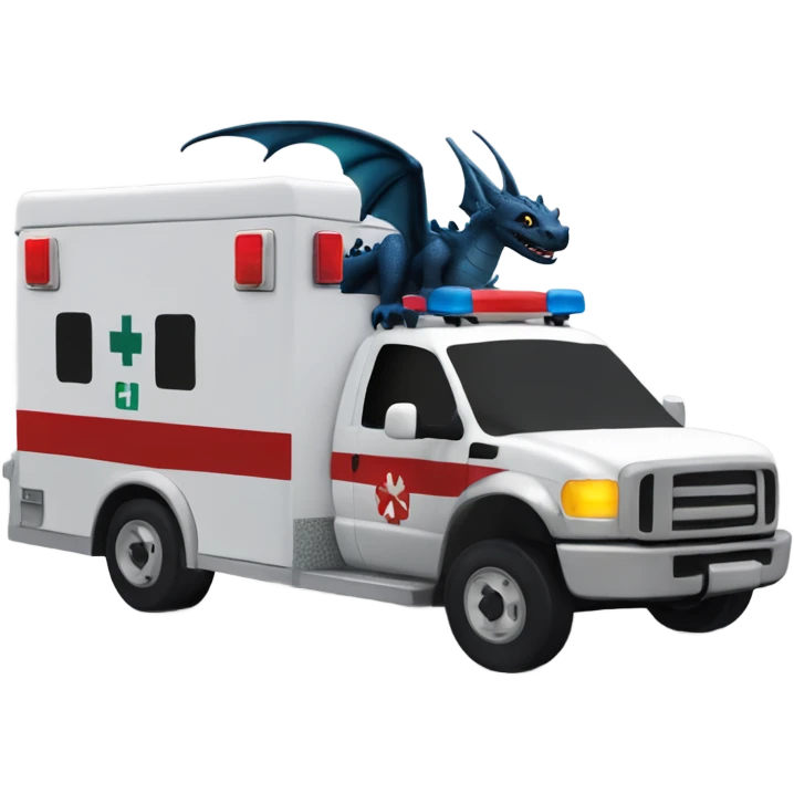 Night fury dragon driving an ambulance inside ambulance as an Emt emoji