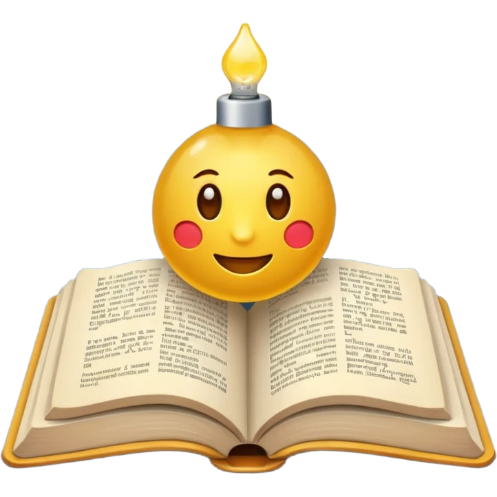 ein buch bzw lernmaterial und obendrüber eine leuchtende glühbirne emoji