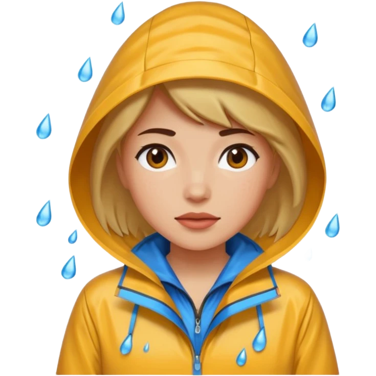 Woman sweating wearing a rain jacket emoji