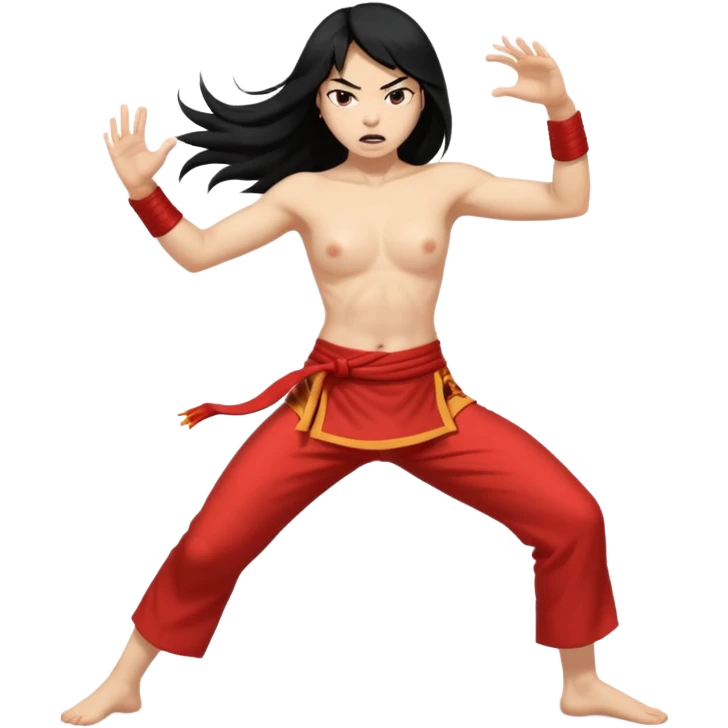 long black hair ((naked ))female big big boobs full body barefoot  ((black Thick pubic hair )) anger kung fu kicking ((Remove all clothes)) emoji