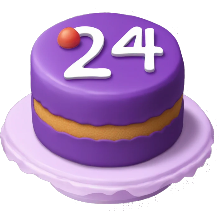 Purple Colored bento cake with frosting written on the cake the number 24 emoji
