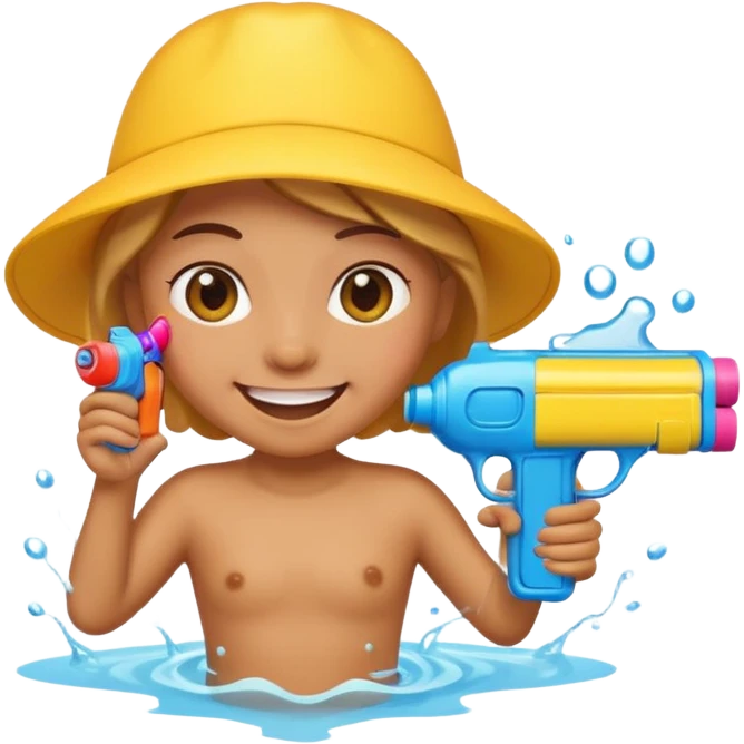 emoji character with a water gun, playful emoji