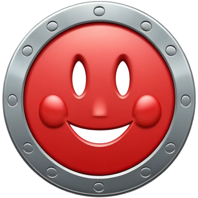 Red token or coin with a capital letter T and a smiling face emoji