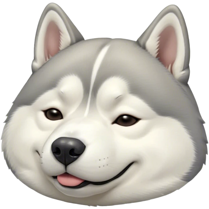 Cinematic Meme-Worthy Chubby Sleeping Siberian Husky Portrait Emoji, Head resting peacefully with a contented smile, featuring a delightfully chubby build and a luxuriously fluffy grey and white coat, eyes shut in a serene nap, Simplified yet hilariously adorable features, highly detailed, glowing with a soft, drowsy light, high shine, relaxed and utterly lovable, stylized with an air of playful laziness, bright and endearing, soft glowing outline, capturing the essence of a comically sleepy companion, so meme-worthy it feels like it could instantly become the next viral sensation of adorable slumber! emoji