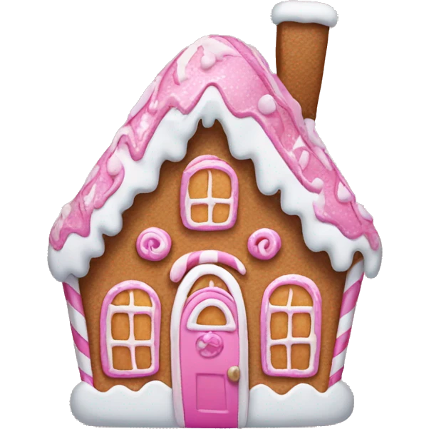A pink gingerbread house emoji