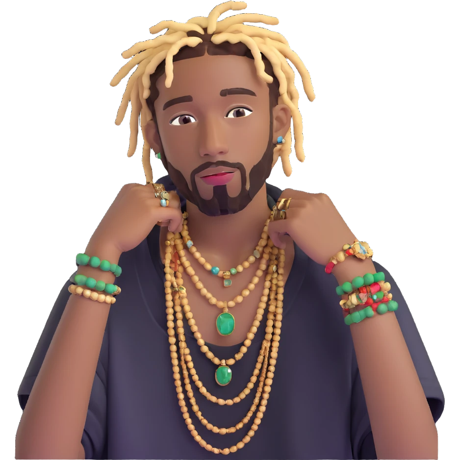 Brent Faiyaz with short dreads and jewelry emoji